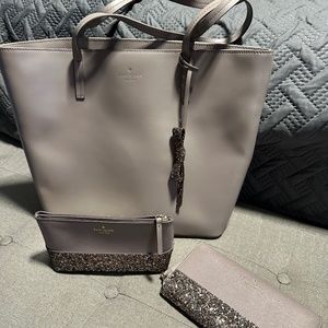 Authentic Gray Kate Spade with accessories